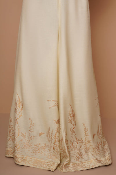 Printed Raw Silk Trousers - MCP1417-2 - Shop Now at Kayseria