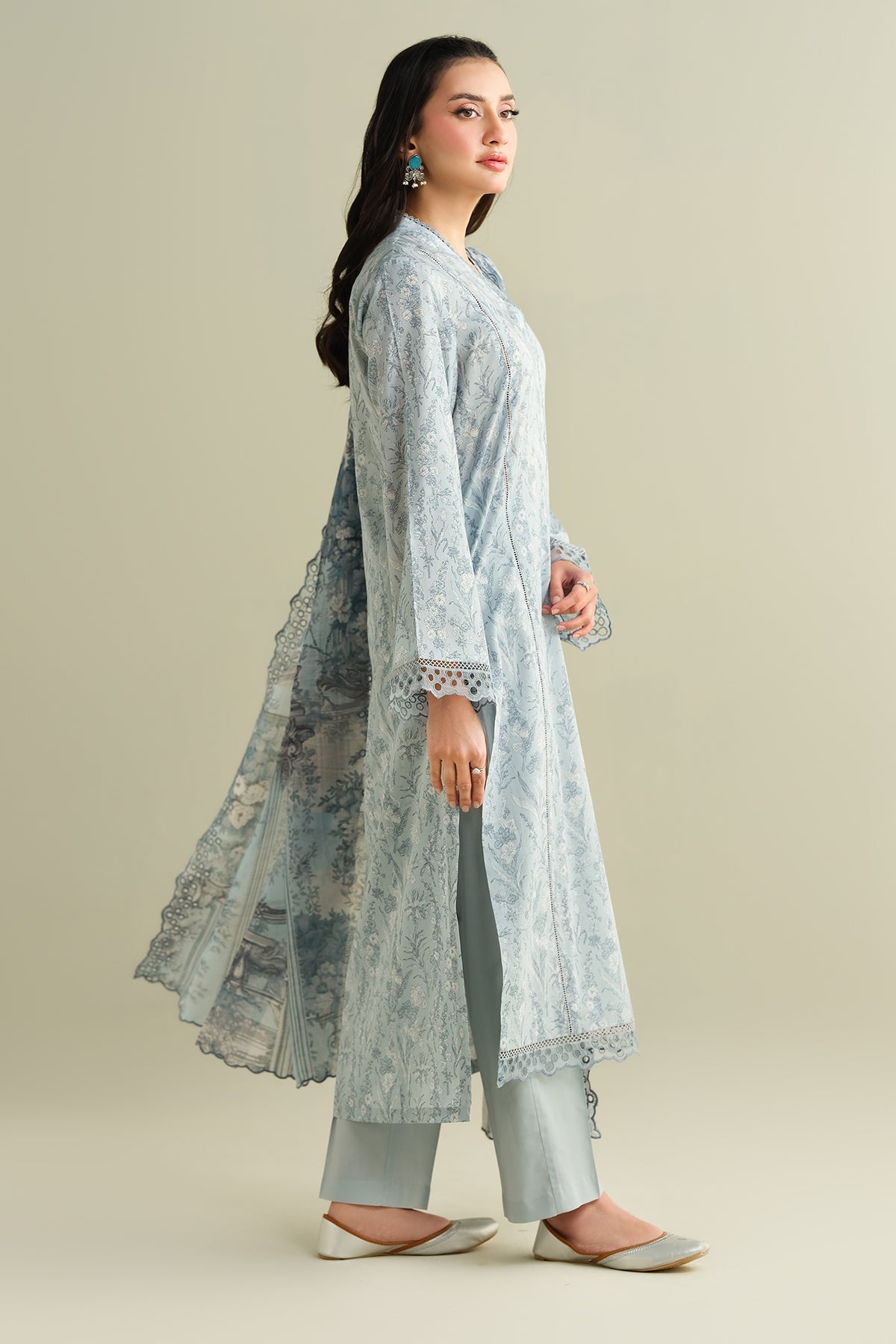 3 Piece - Printed & Embroidered Suit - C6133 - Shop Now at Kayseria