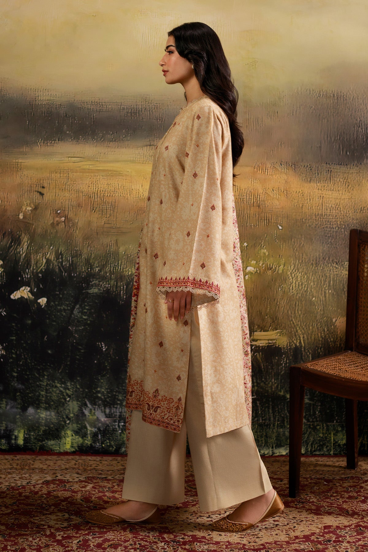 3 Piece - Printed & Embroidered Khaddar Suit - C6397 - Shop Now at Kayseria