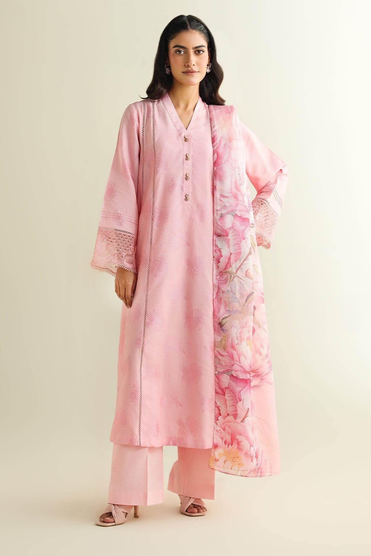 3 Piece - Embroidered Jacquard Suit - C6175 - Shop Now at Kayseria