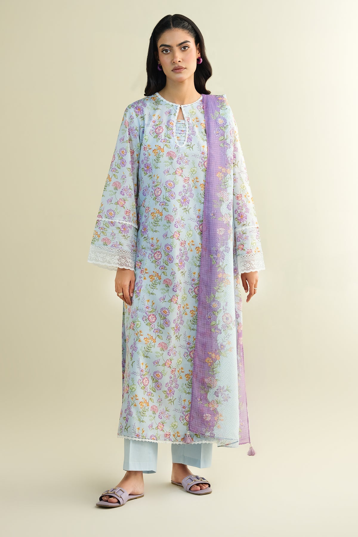 3 Piece - Printed & Embroidered Lawn Suit - C6132 - Shop Now at Kayseria