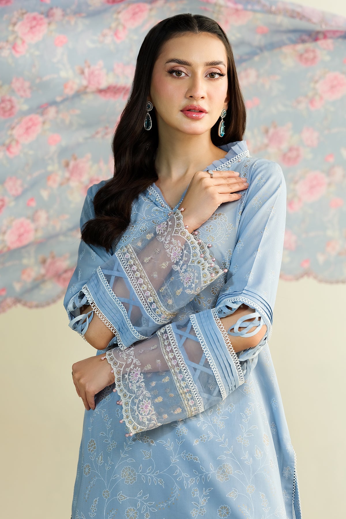 3 Piece - Printed & Embroidered Suit - C6130 - Shop Now at Kayseria