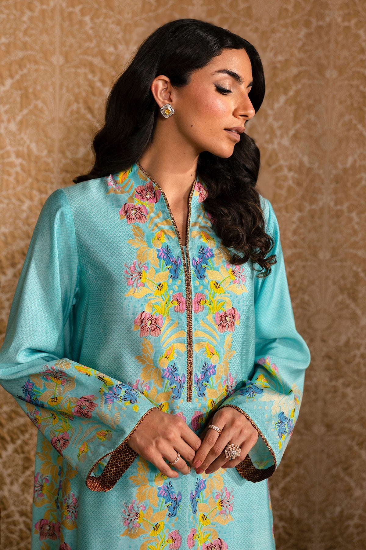 2 Piece - Printed Pure Silk Suit - MCP1712 - Shop Now at Kayseria
