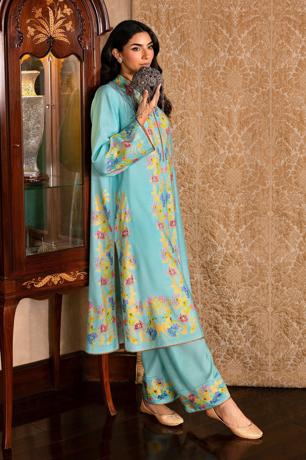 2 Piece - Printed Pure Silk Suit - MCP1712 - Shop Now at Kayseria