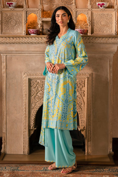 3 Piece - Printed Raw Silk Suit - MCP1730-3 - Shop Now at Kayseria