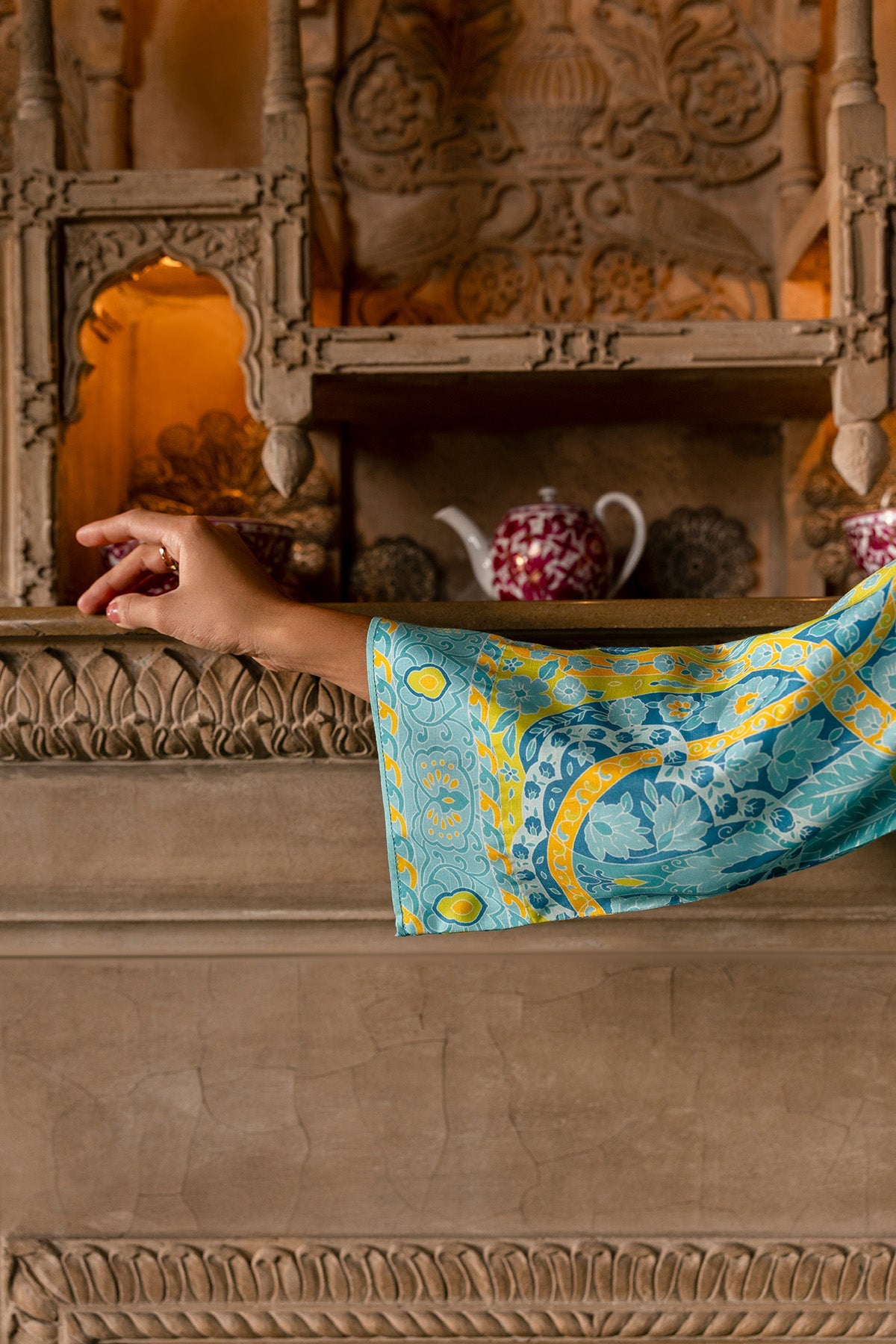 3 Piece - Printed Raw Silk Suit - MCP1730-3 - Shop Now at Kayseria