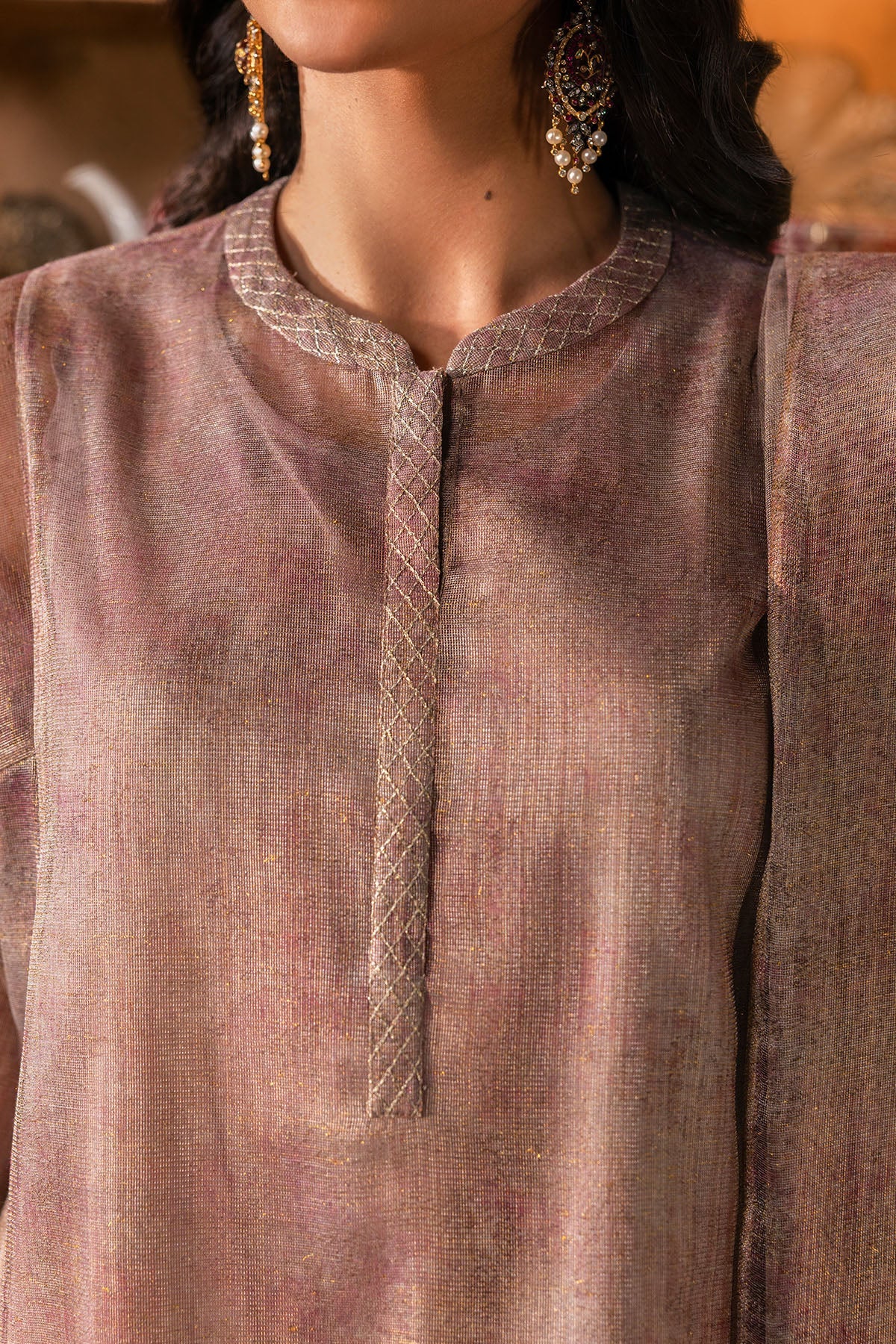 4 Piece - Printed Shimmer Net Suit - MCP1719 - Shop Now at Kayseria