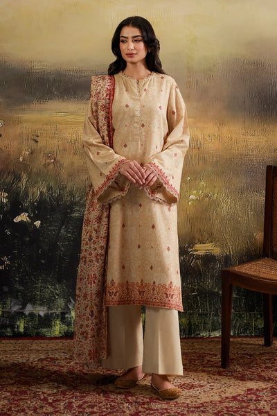 3 Piece - Printed & Embroidered Khaddar Suit - C6397 - Shop Now at Kayseria