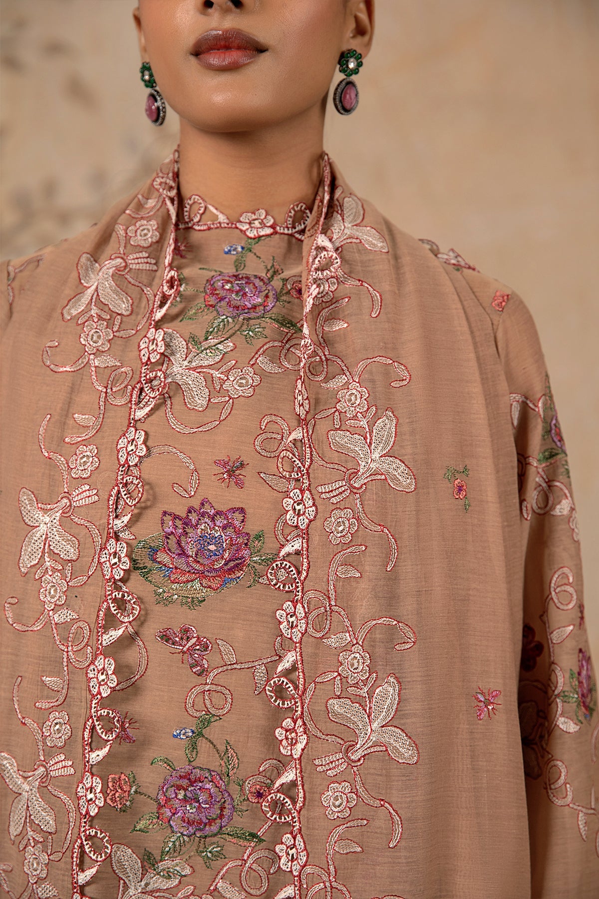 4 Piece - Embroidered Kara Cotton Suit - MC1610-2 - Shop Now at Kayseria