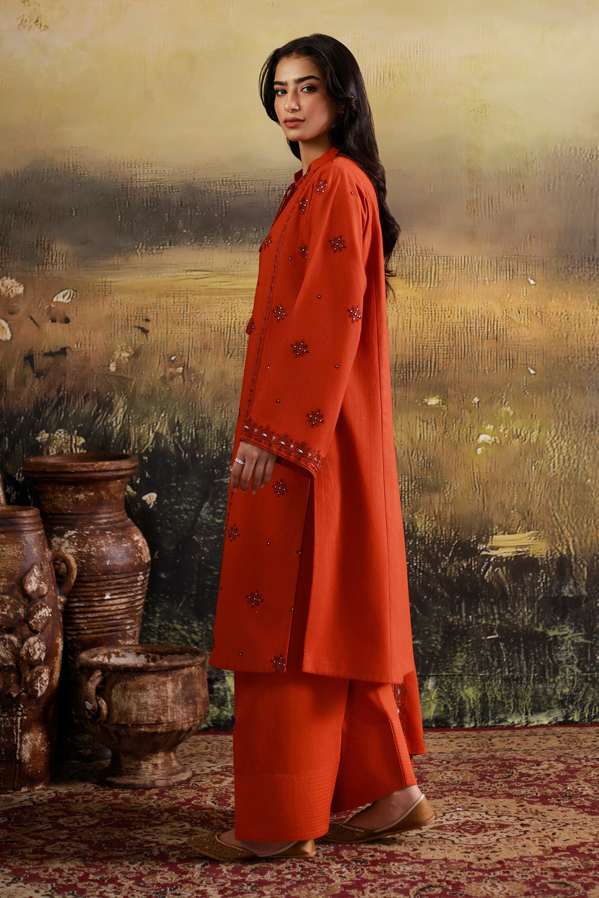 3 Piece - Embroidered Slub Khaddar Suit - C6407 - Shop Now at Kayseria