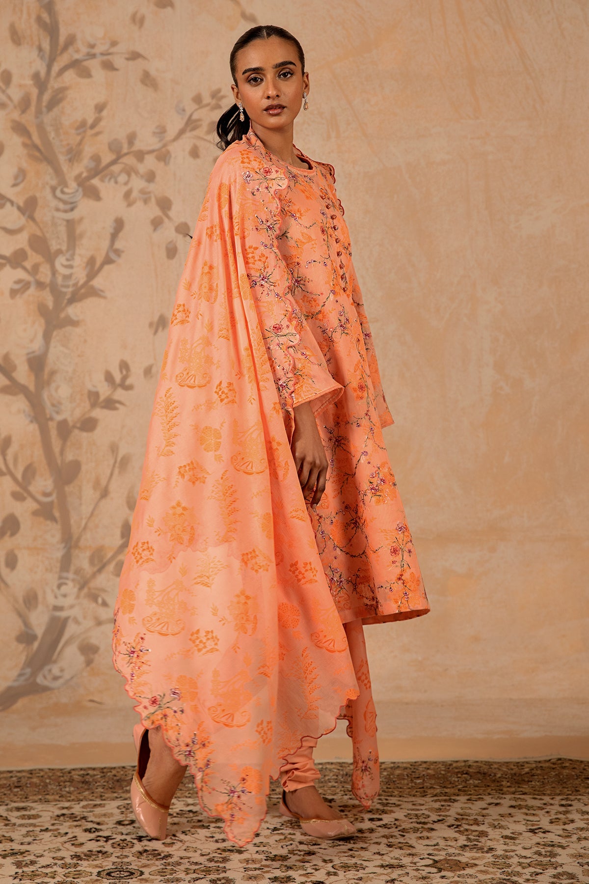 3 Piece - Printed & Embroidered Malmal Suit - MC1613-1 - Shop Now at Kayseria