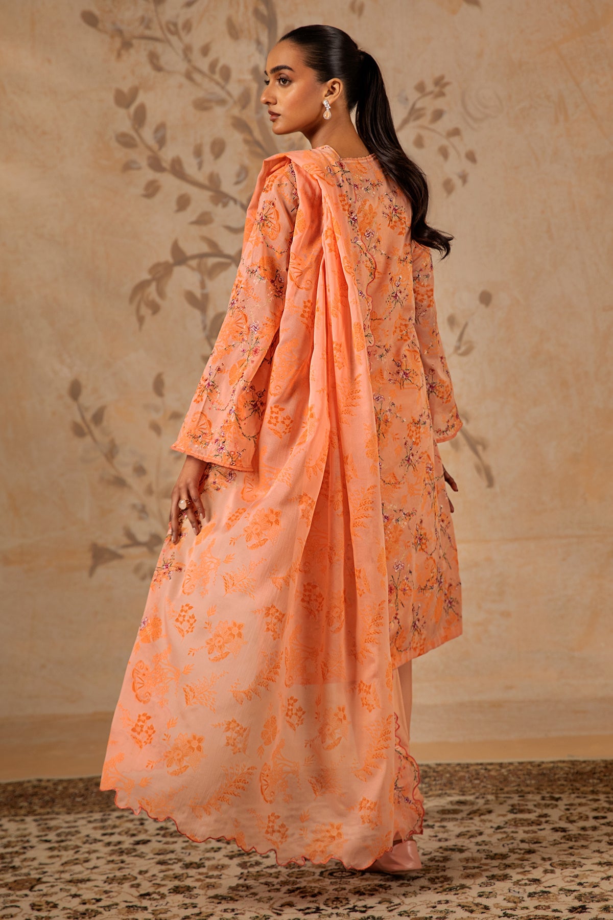 3 Piece - Printed & Embroidered Malmal Suit - MC1613-1 - Shop Now at Kayseria