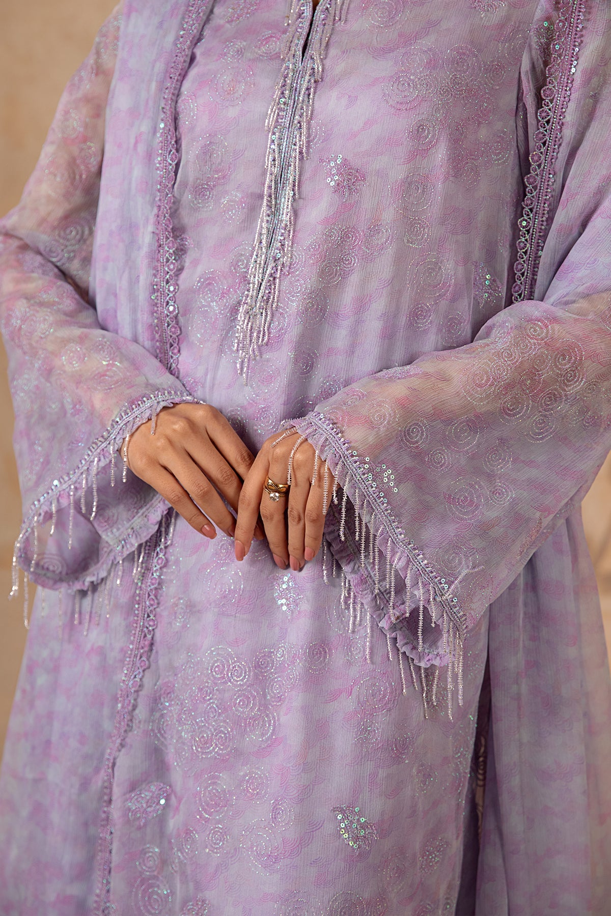 4 Piece - Printed & Embroidered Pure Chiffon Suit - MC1612-2 - Shop Now at Kayseria