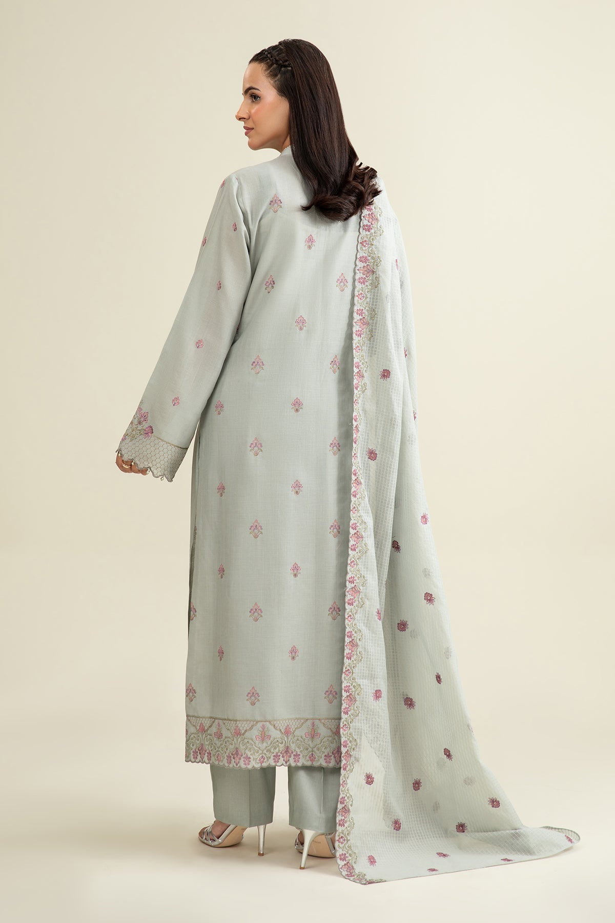 3 Piece - Embroidered Shimmer Lawn Suit - E1693 - Shop Now at Kayseria