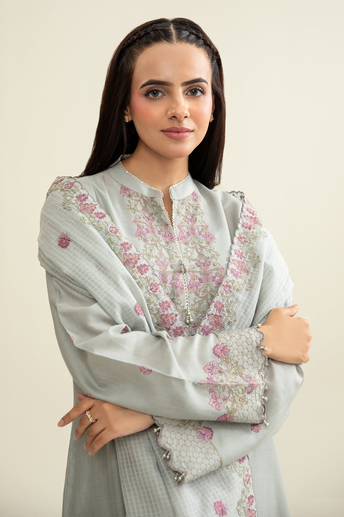 3 Piece - Embroidered Shimmer Lawn Suit - E1693 - Shop Now at Kayseria