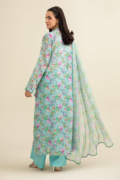 3 Piece - Printed & Embroidered Malmal Suit - MC1813-1 - Shop Now at Kayseria