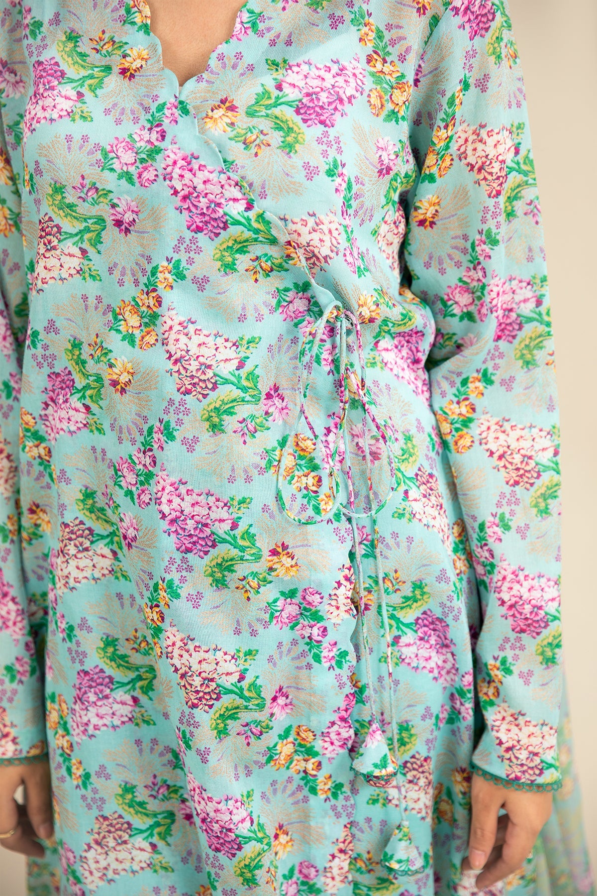 3 Piece - Printed & Embroidered Malmal Suit - MC1813-1 - Shop Now at Kayseria