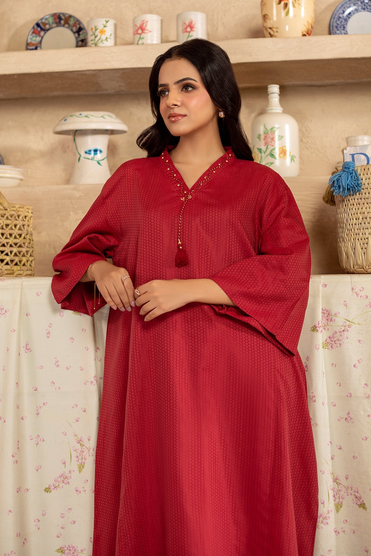2 Piece - Embellished Jacquard Suit - KPW25-P3661
