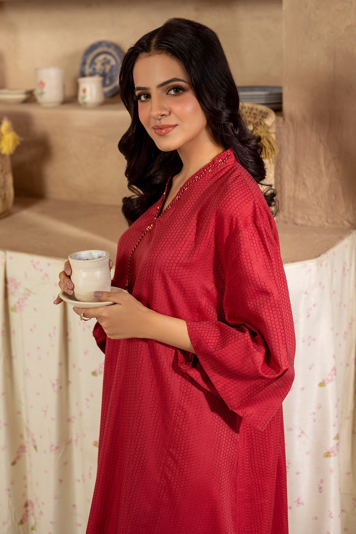 2 Piece - Embellished Jacquard Suit - KPW25-P3661