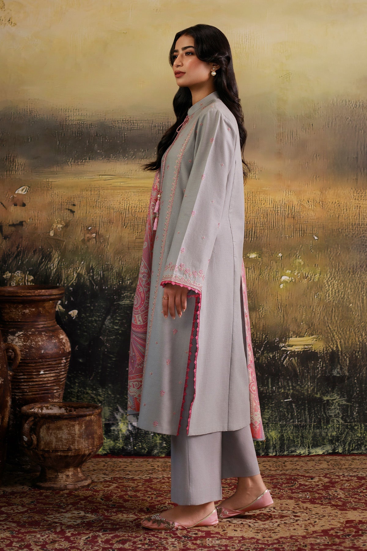 3 Piece - Printed & Embroidered Khaddar Suit - C6361 - Shop Now at Kayseria
