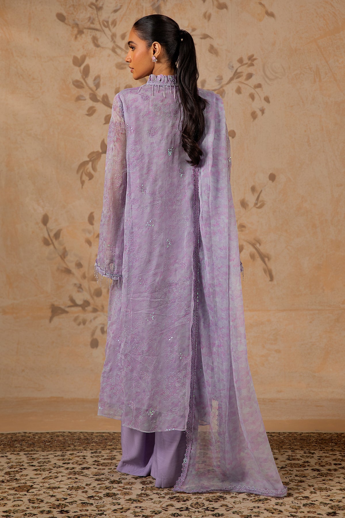 4 Piece - Printed & Embroidered Pure Chiffon Suit - MC1612-2 - Shop Now at Kayseria