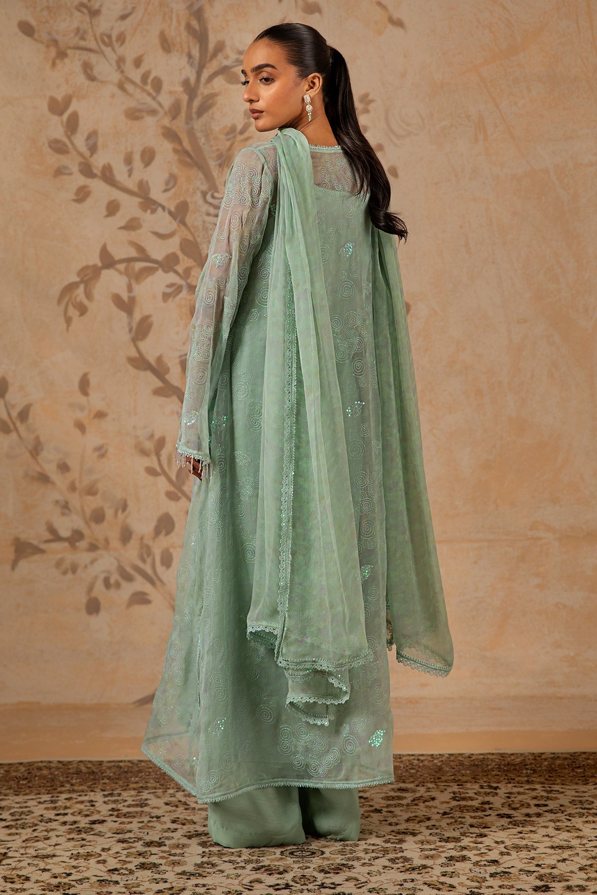 4 Piece - Printed & Embroidered Pure Chiffon Suit - MC1612-1 - Shop Now at Kayseria