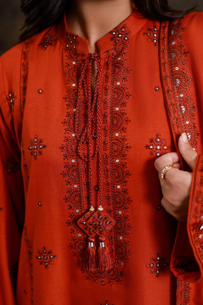 3 Piece - Embroidered Slub Khaddar Suit - C6407 - Shop Now at Kayseria