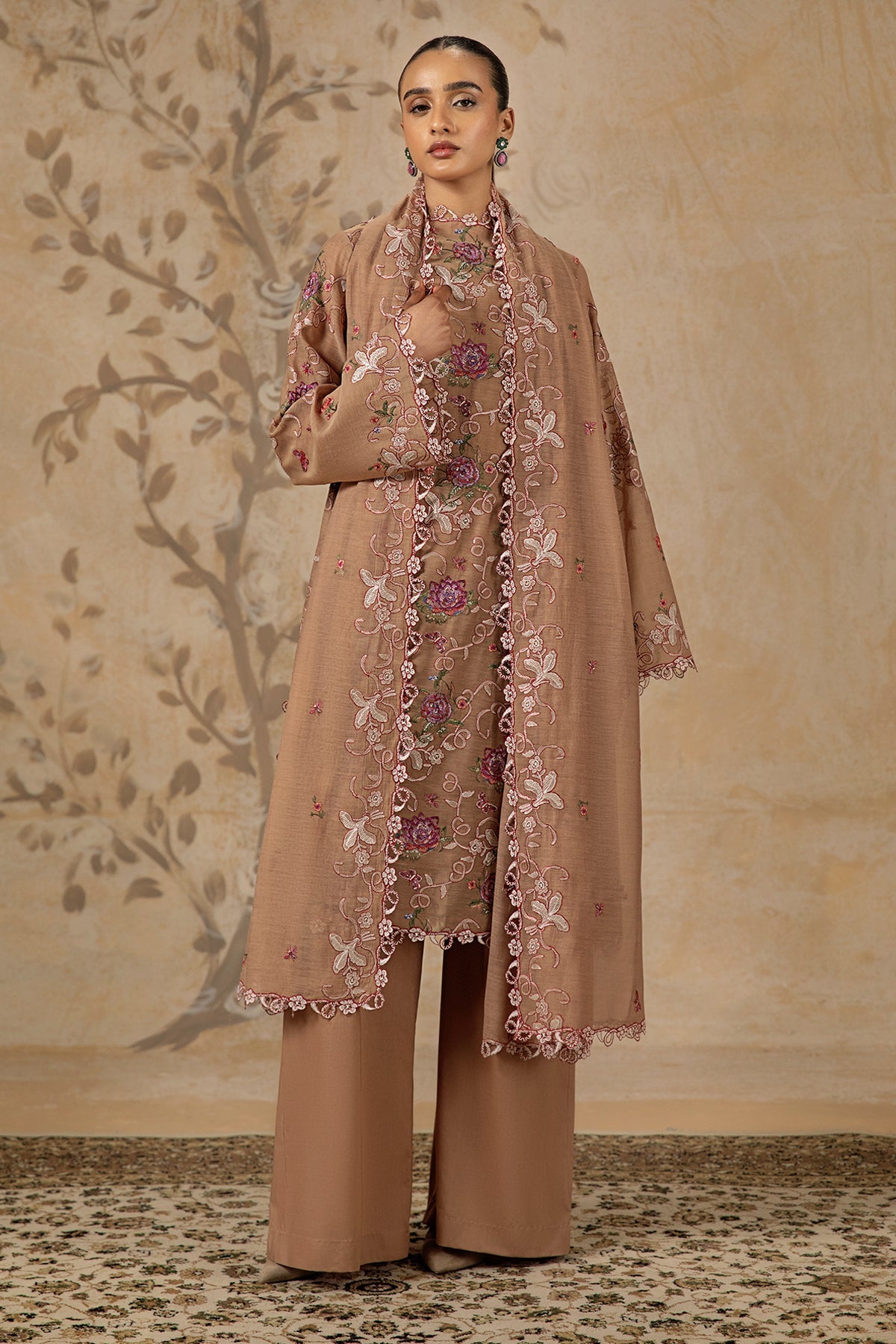 4 Piece - Embroidered Kara Cotton Suit - MC1610-2 - Shop Now at Kayseria
