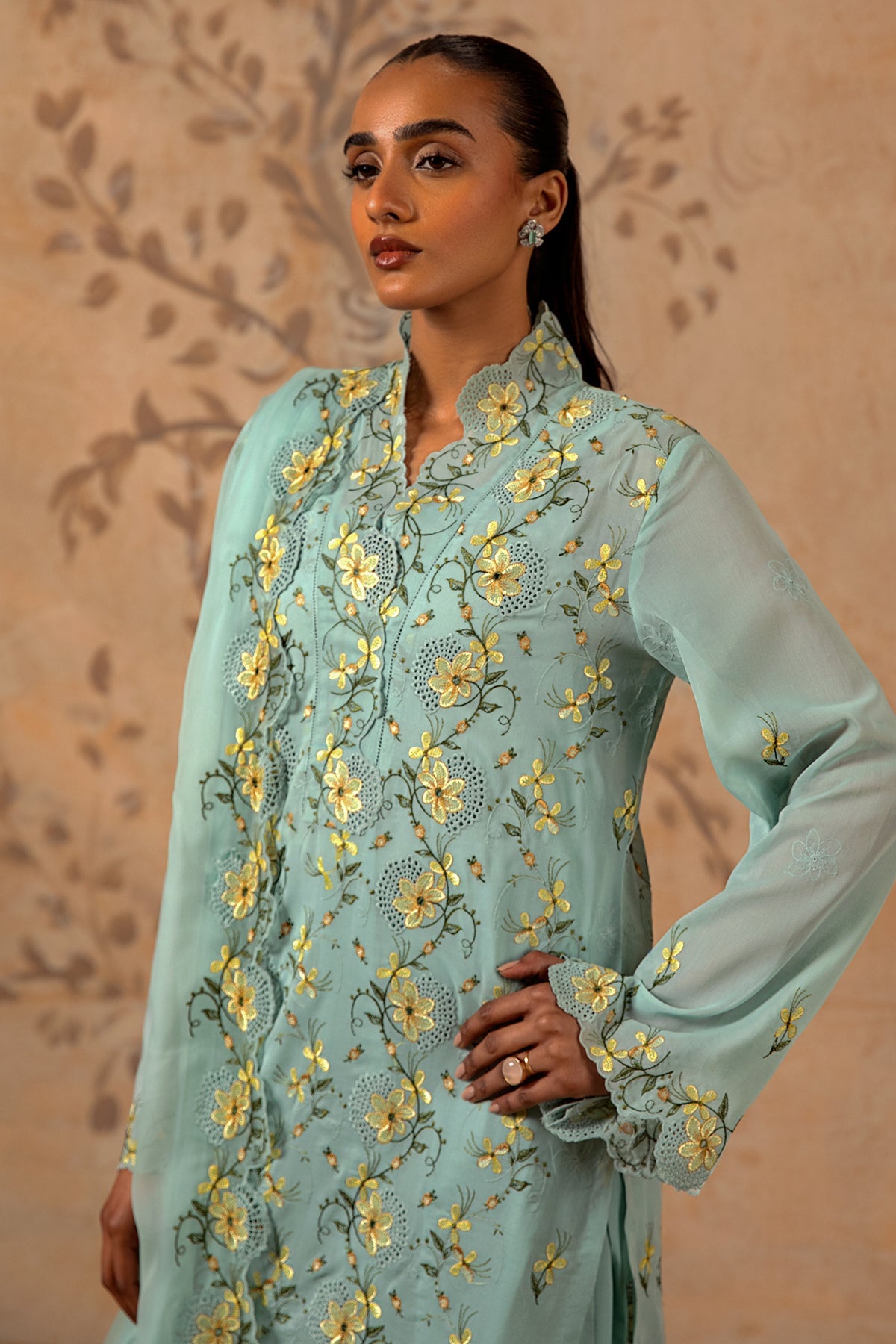 4 Piece - Embroidered Pure Voile Suit - MC1611 - Shop Now at Kayseria