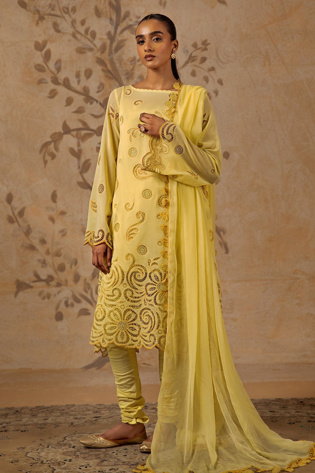 4 Piece - Embroidered Pure Voile Suit - MC1608-2 - Shop Now at Kayseria