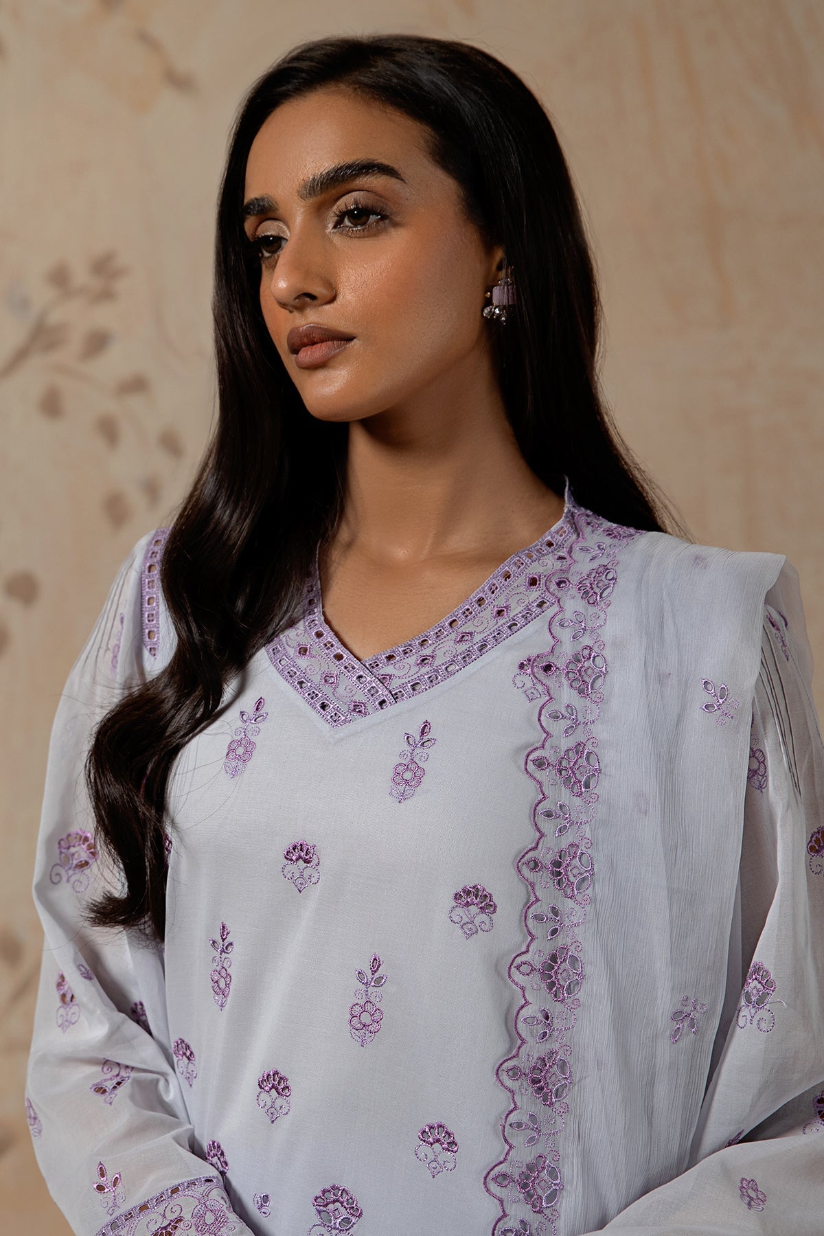 4 Piece - Dyed & Embroidered Pure Voile Suit - MC1607-2 - Shop Now at Kayseria