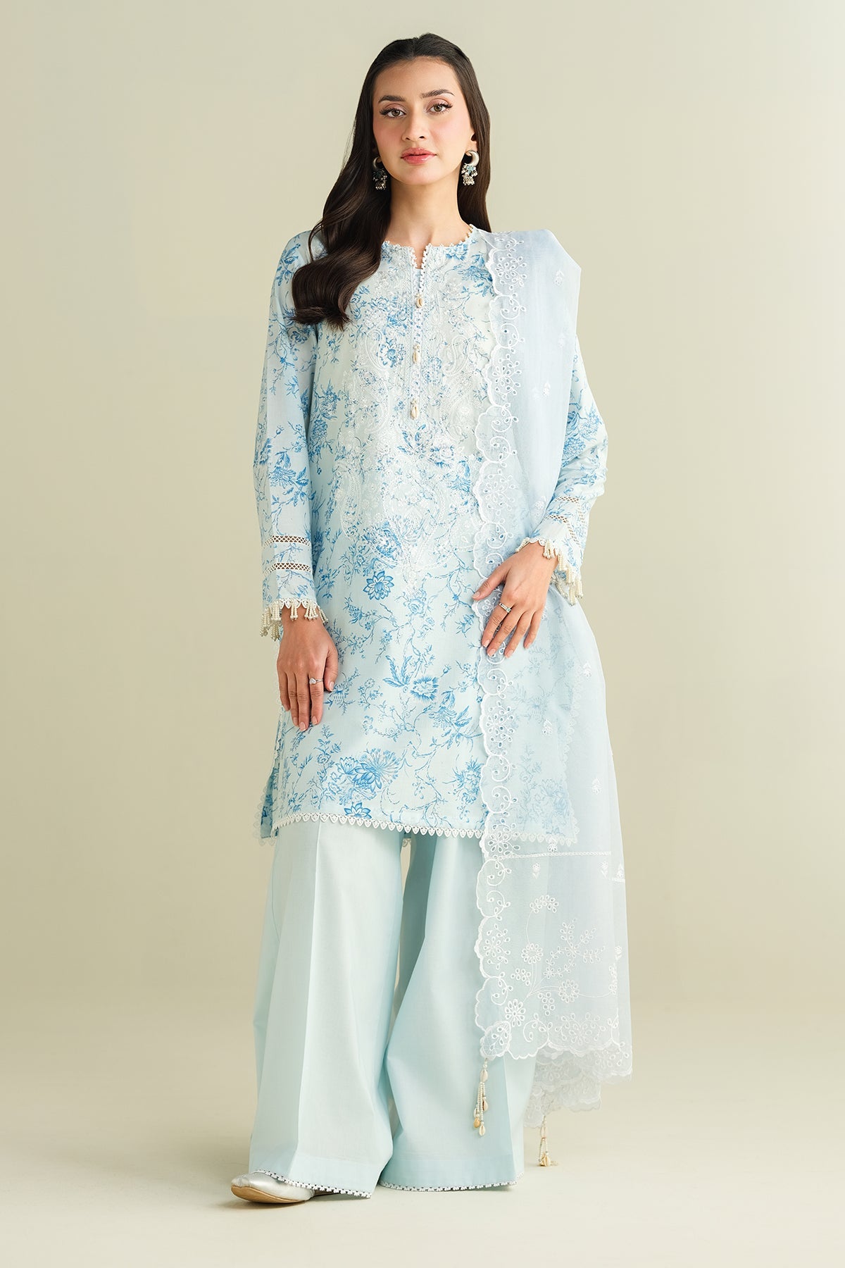 3 Piece - Printed & Embroidered Suit - C6158 - Shop Now at Kayseria