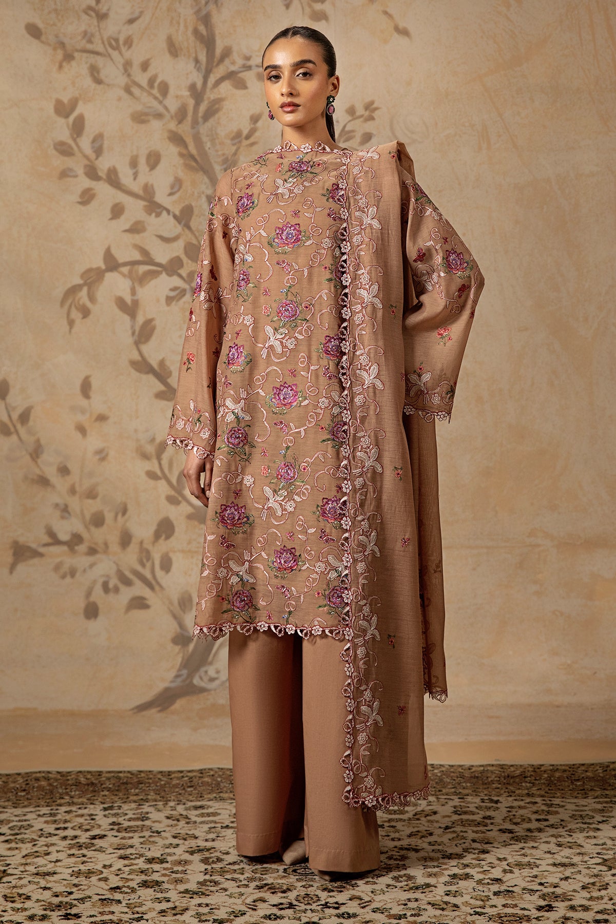 4 Piece - Embroidered Kara Cotton Suit - MC1610-2 - Shop Now at Kayseria