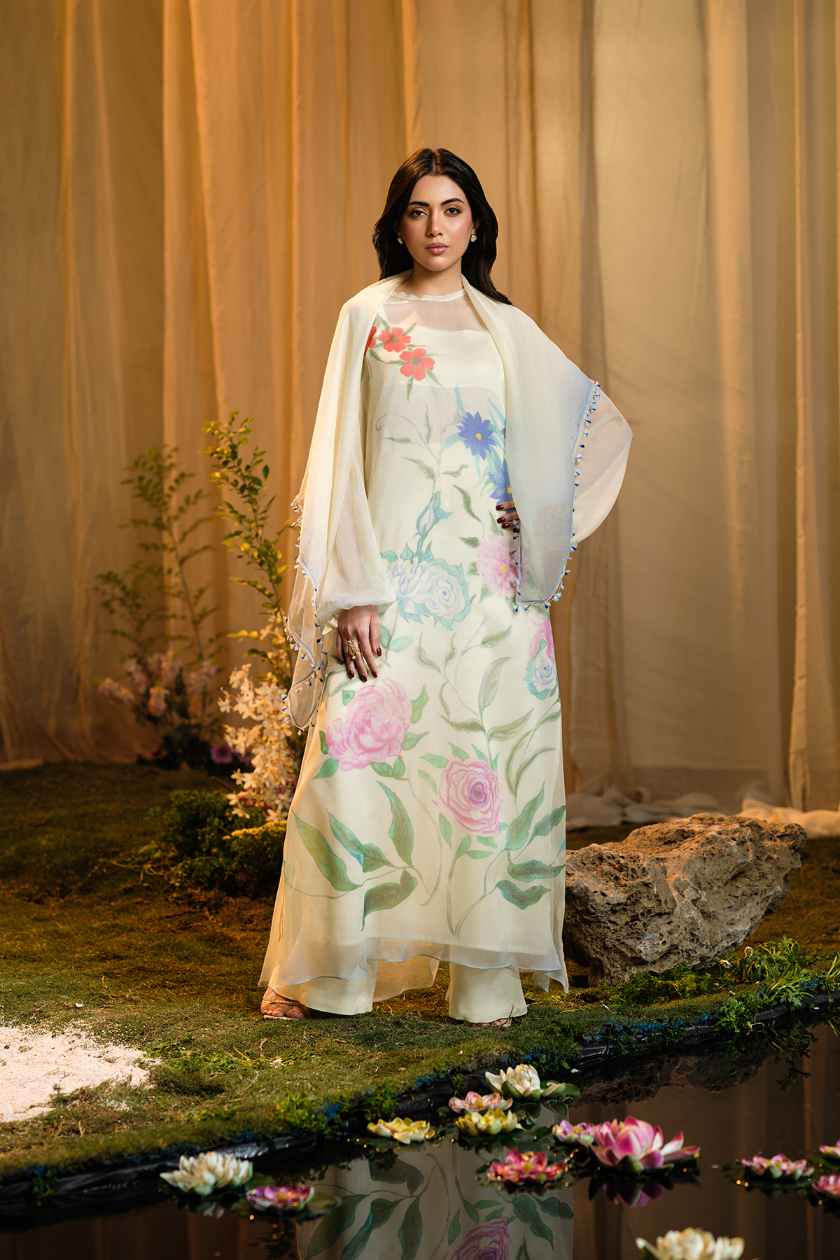 4 Piece - Printed & Embroidered Pure Chiffon Suit - MCP1729 - Shop Now at Kayseria