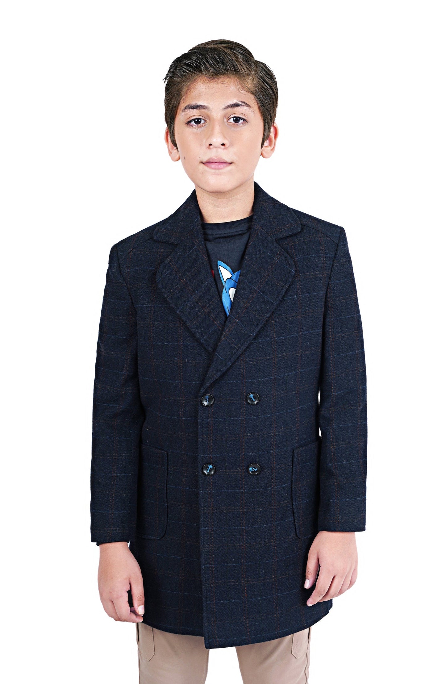 Plaid Wool Long Coat