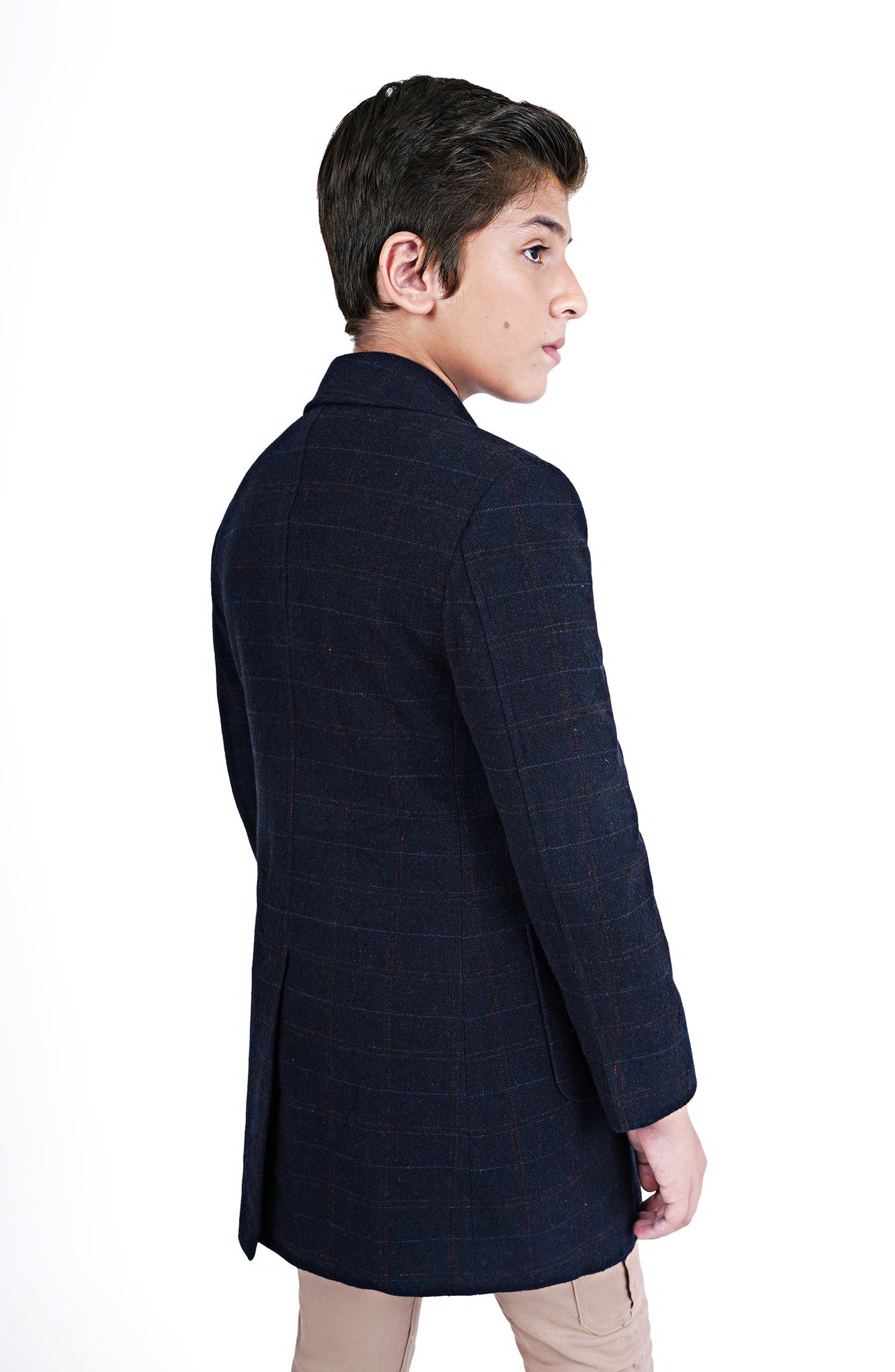 Plaid Wool Long Coat