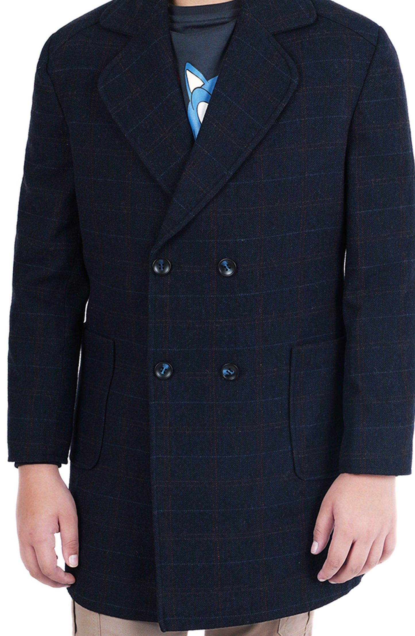 Plaid Wool Long Coat