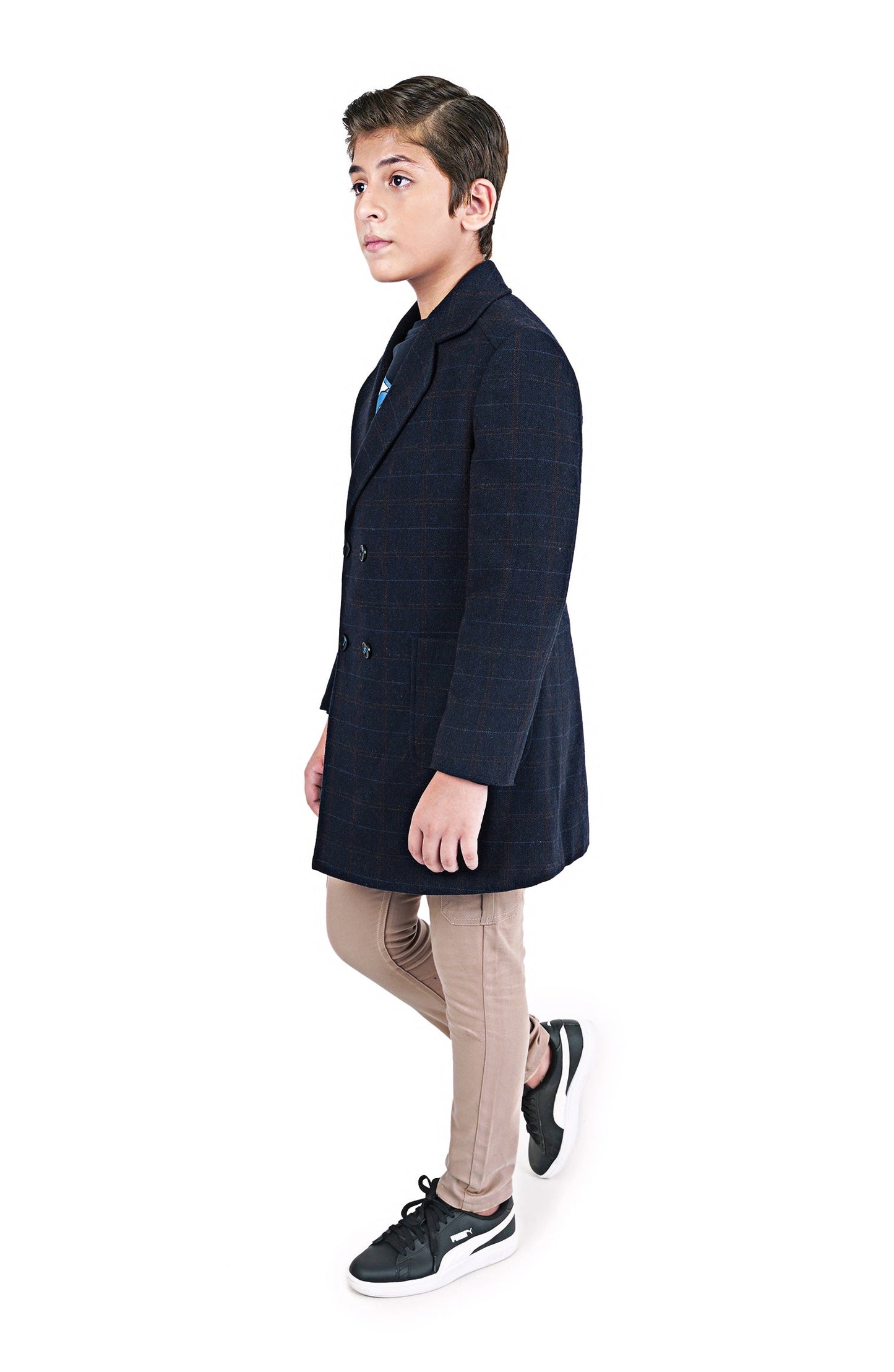 Plaid Wool Long Coat