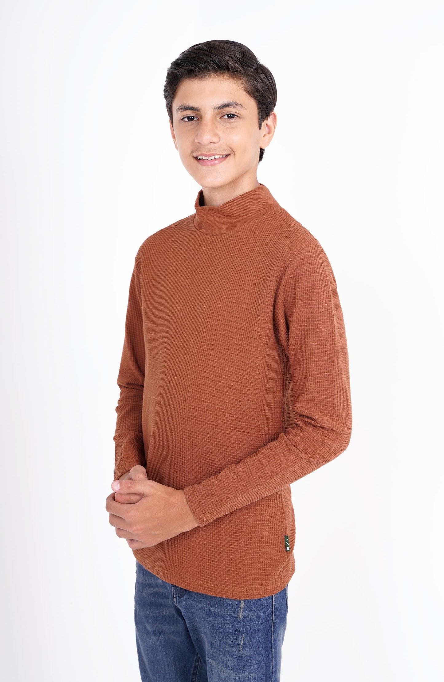 Basic Mockneck In Waffle Knit