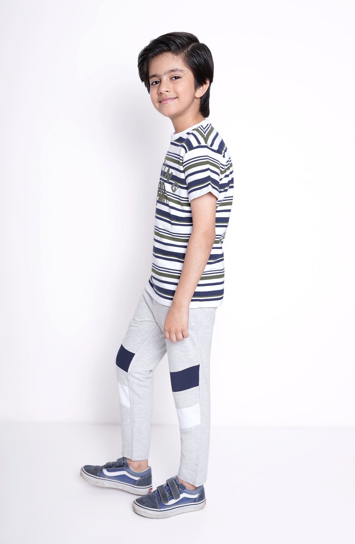 Striped T Shirt With Text Grap