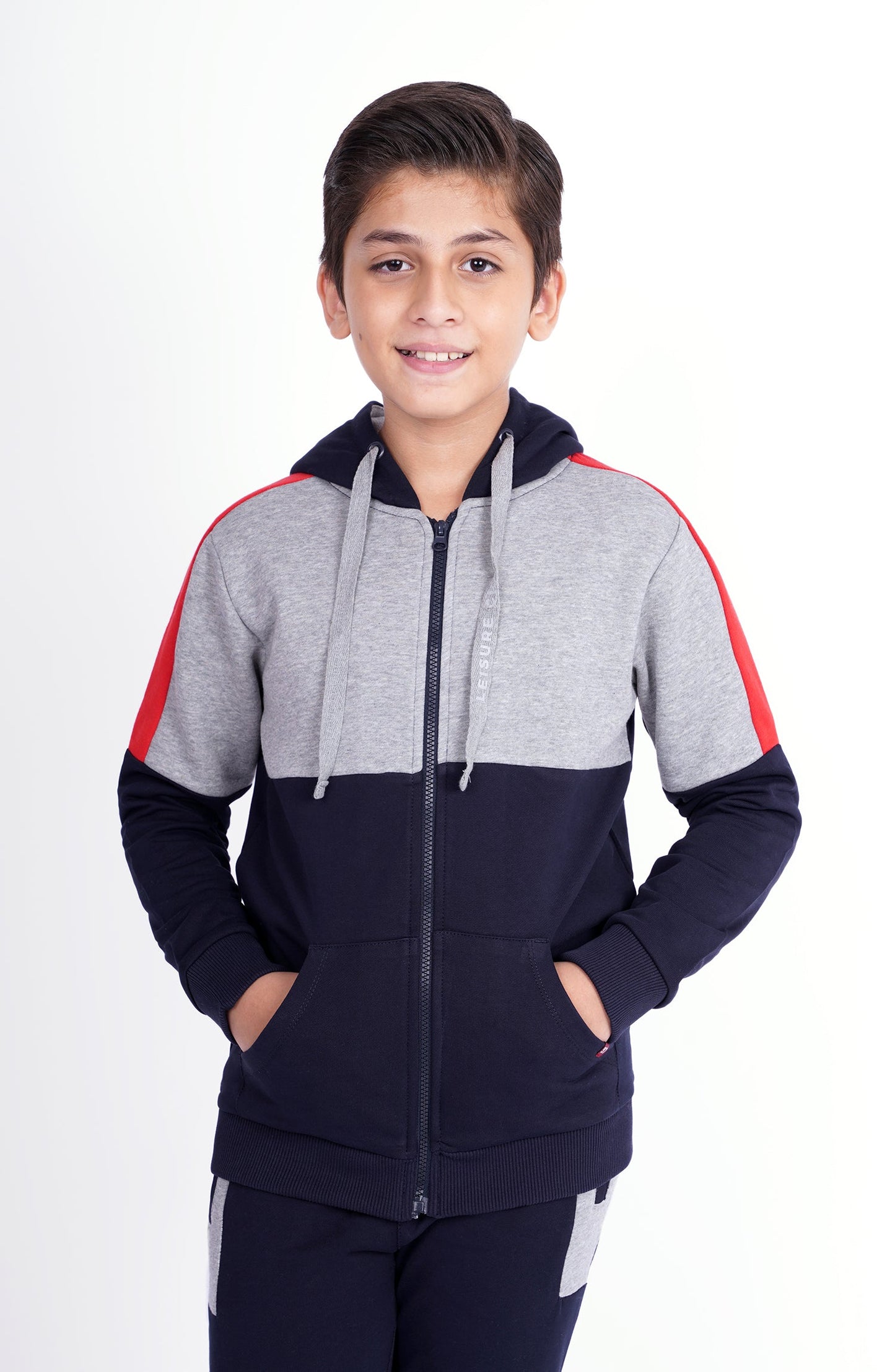 Color Block Zippier Hoodie Suit