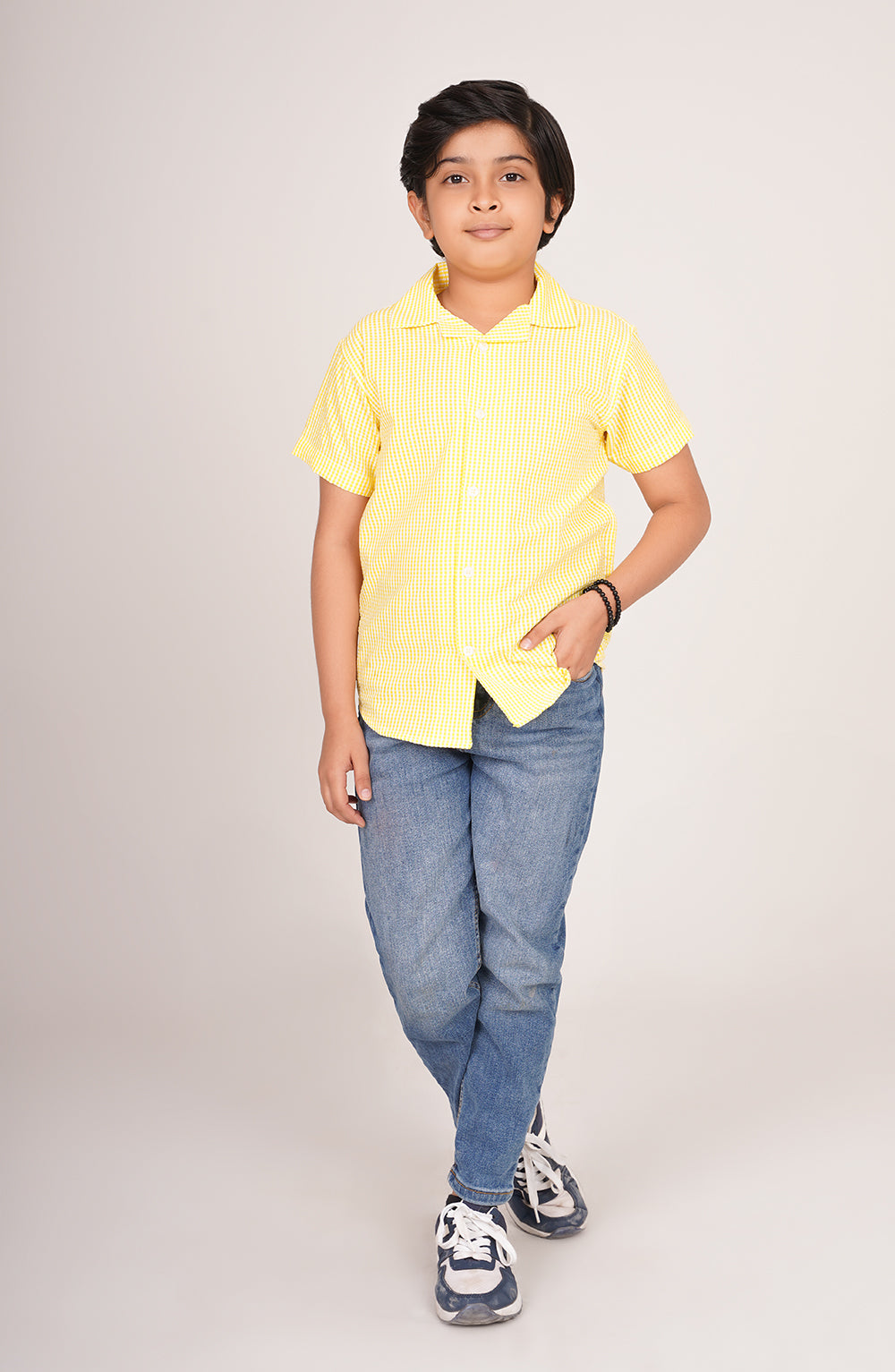 Boys Yellow Checkered Shirt