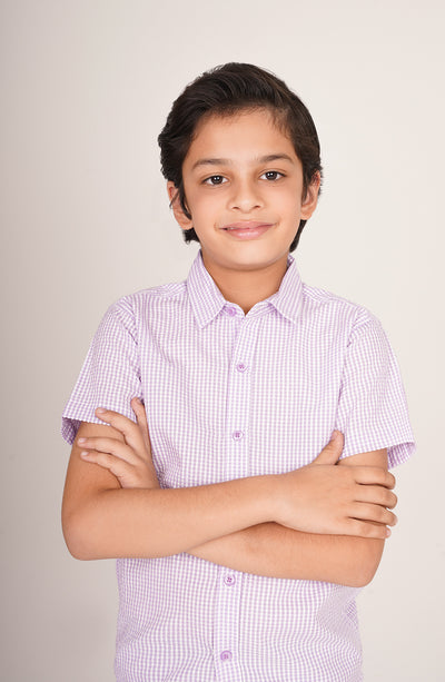 Boys Lilac Checkered Shirt - BW719325 - Shop Now at Leisure Club