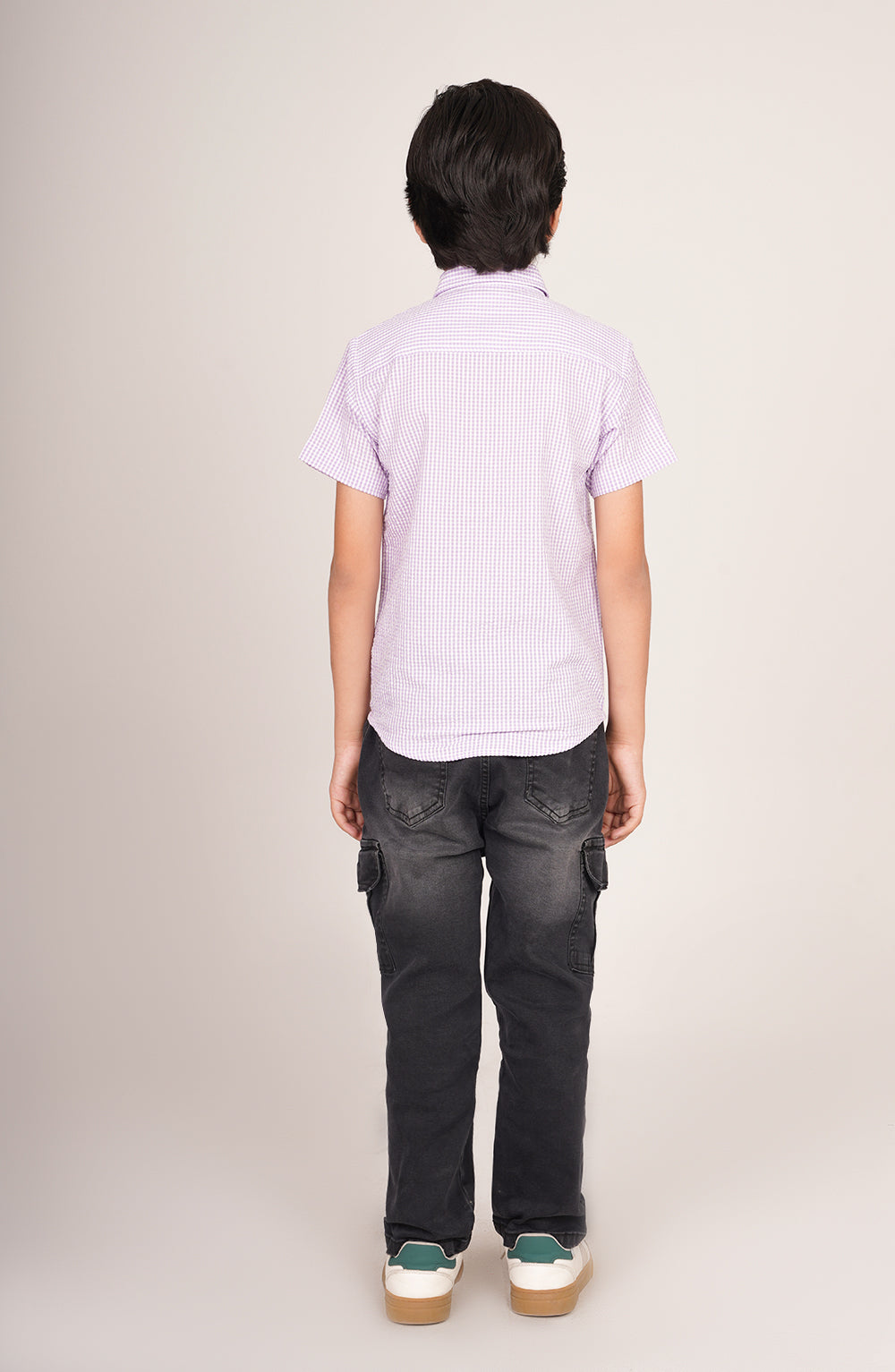 Boys Lilac Checkered Shirt