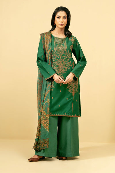 3 Piece - Printed & Embroidered Suit - C5854 - Shop Now at Kayseria