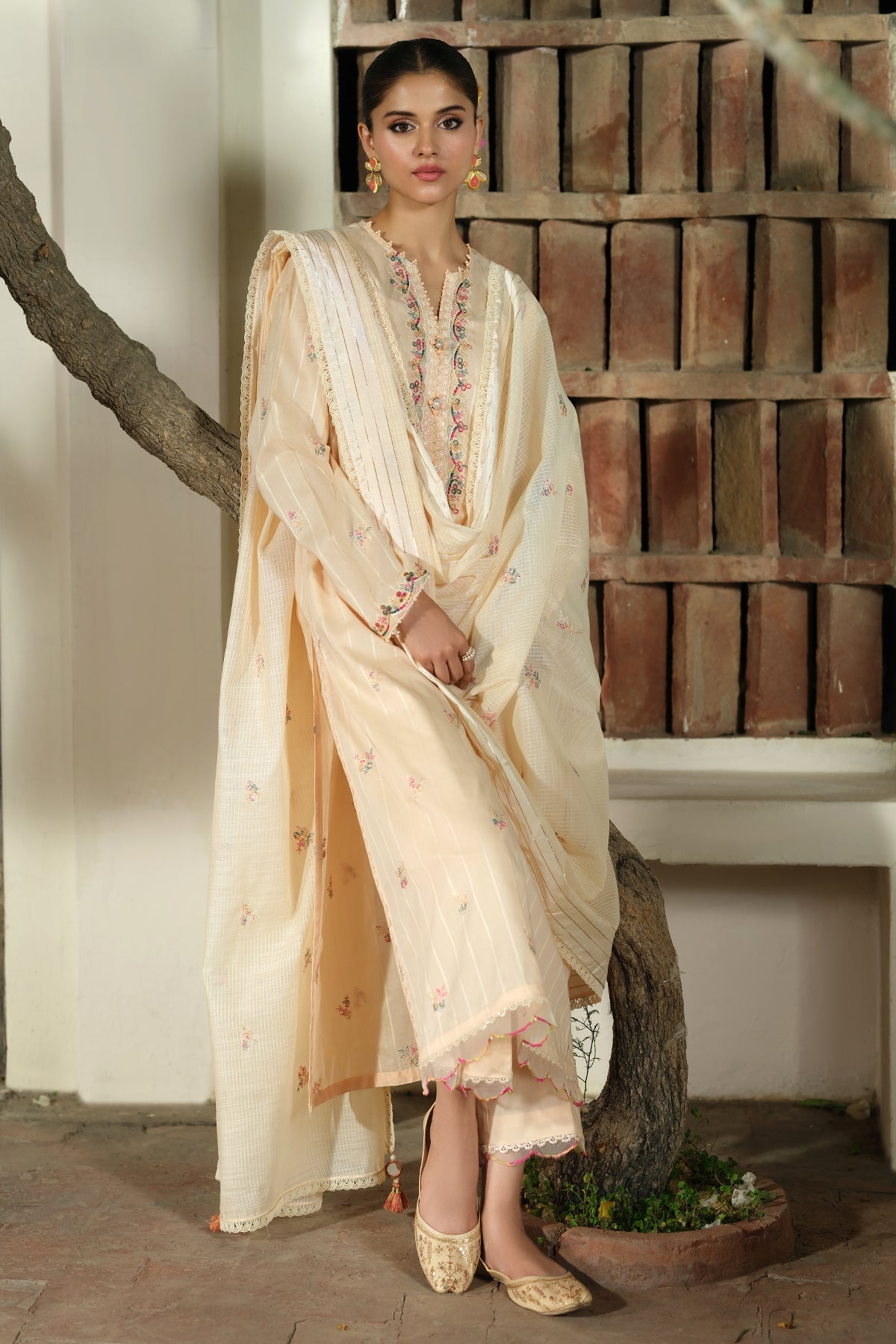 3 Piece -  Embroidered Stripe Lawn Suit - C6187 - Shop Now at Kayseria