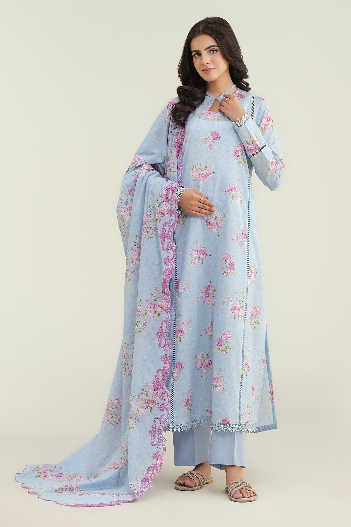 3 Piece - Printed & Embroidered Lawn Suit - C6221 - Shop Now at Kayseria