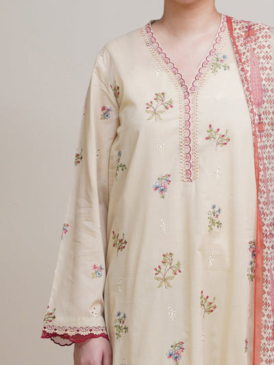 3 Piece - Printed & Embroidered Suit - C6236 - Shop Now at Kayseria