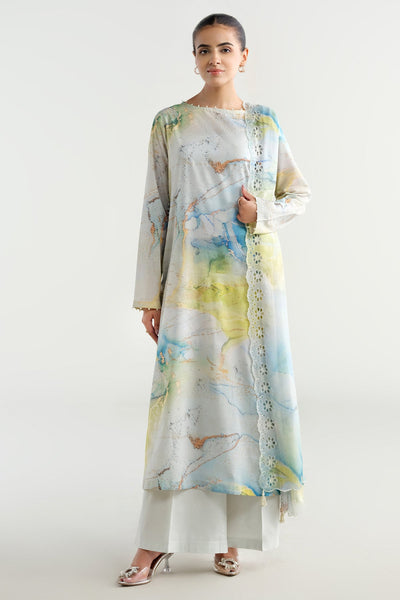 3 Piece - Printed & Embroidered Suit - C6265 - Shop Now at Kayseria