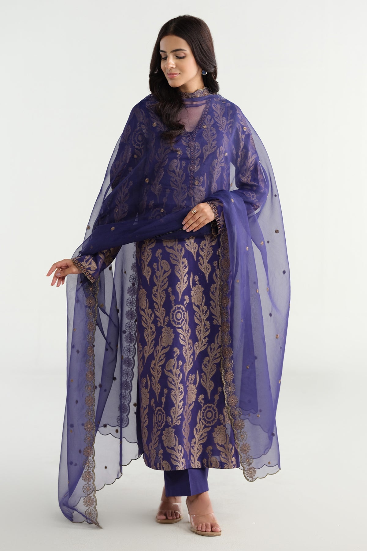3 Piece -  Embroidered Jacquard Suit - C6285 - Shop Now at Kayseria